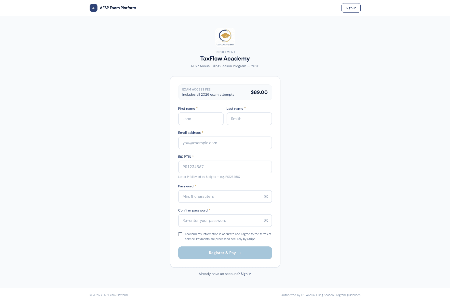 Branded enrollment page
